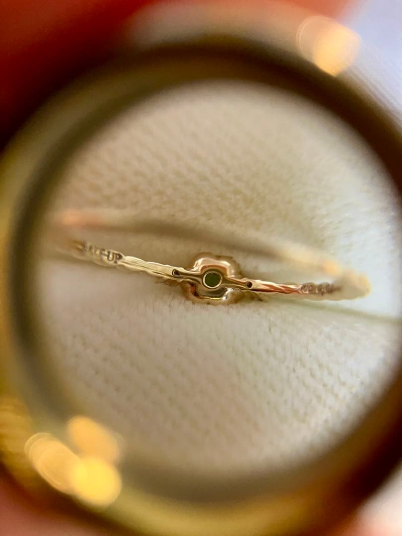 ま*)様 K10＊テイクアップ＊かわいいエメラルド&ダイヤリングです