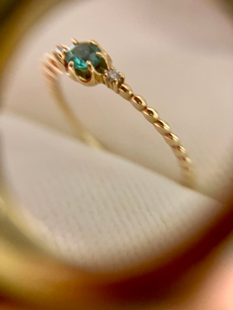 ま*)様 K10＊テイクアップ＊かわいいエメラルド&ダイヤリングです