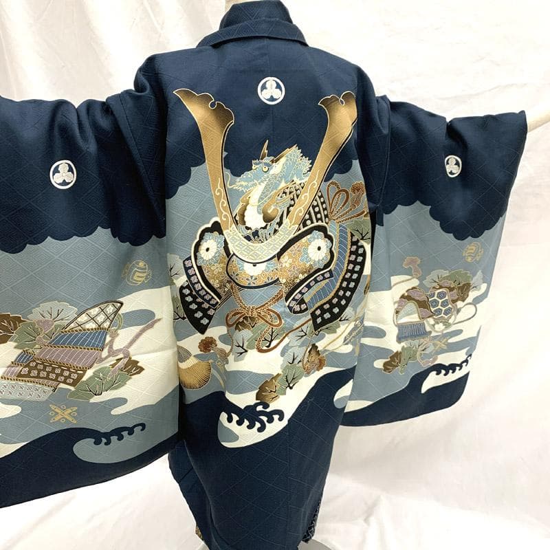 507ab43,小物類付き■七五三 五歳 男児 着物&羽織&袴&角帯