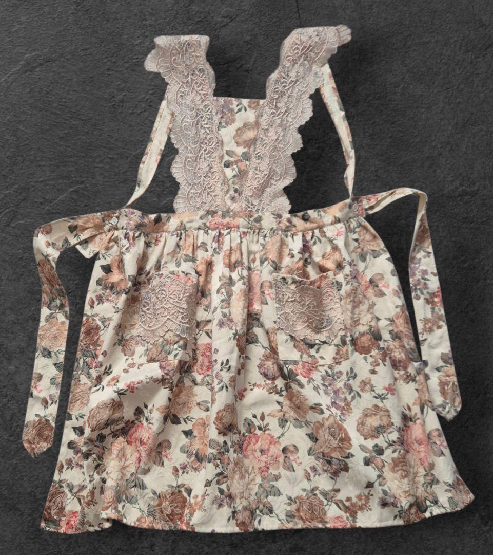 エプロン プロヴァンス風 花柄 レース アンティーク調 優雅でナチュラルな雰囲気