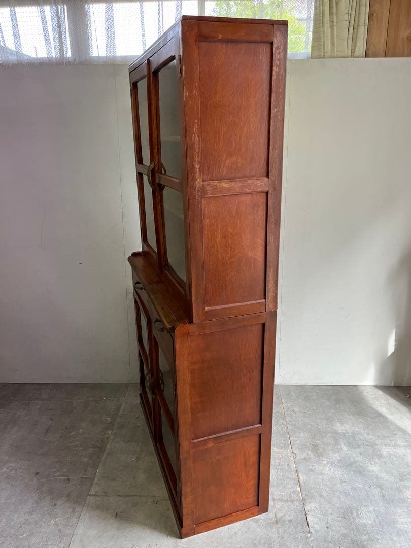 アンティーク 2段 水屋箪笥 食器棚 チェスト ガラス 昭和レトロ z524