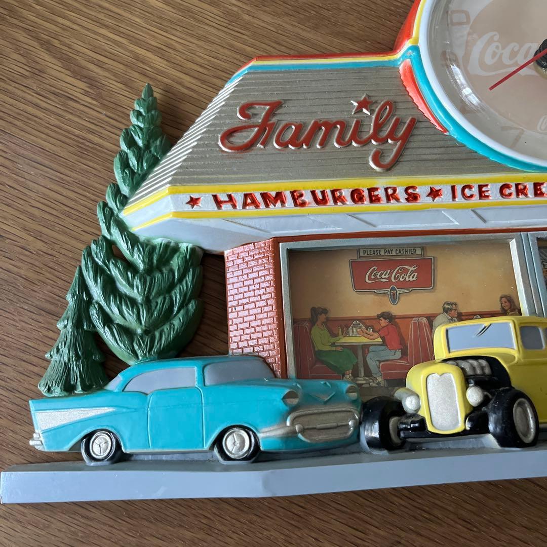 (ジャンク品) 壁掛け時計 コカコーラ ファミリードライブイン ビンテージ