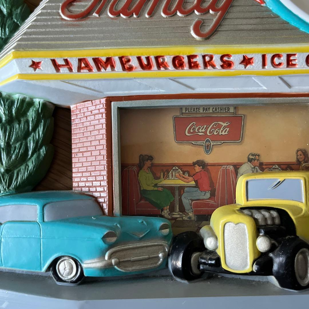 (ジャンク品) 壁掛け時計 コカコーラ ファミリードライブイン ビンテージ