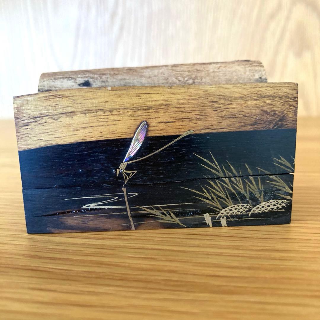 【茶道具】糸トンボ　割香合　喜三誠志　輪島　螺鈿