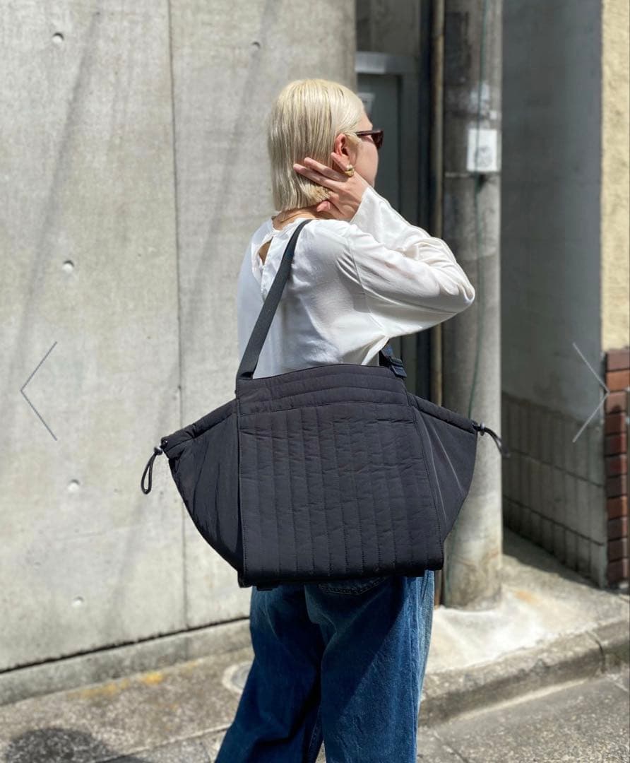 SOLPRESA ブラック 洗える キルティングトートマザーズバッグ(M)