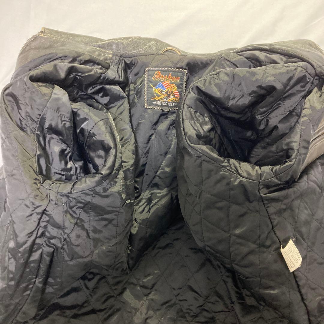 【USA製】ブロッケン 牛革 シングルライダース L 短丈 フェード 雰囲気◎