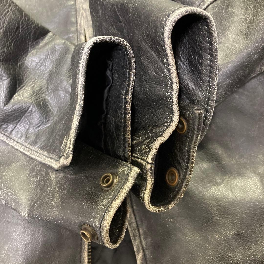 【USA製】ブロッケン 牛革 シングルライダース L 短丈 フェード 雰囲気◎