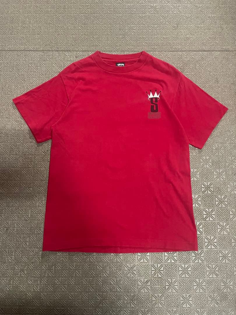 80s STUSSY 黒タグ　クラウン Tシャツ L レッド