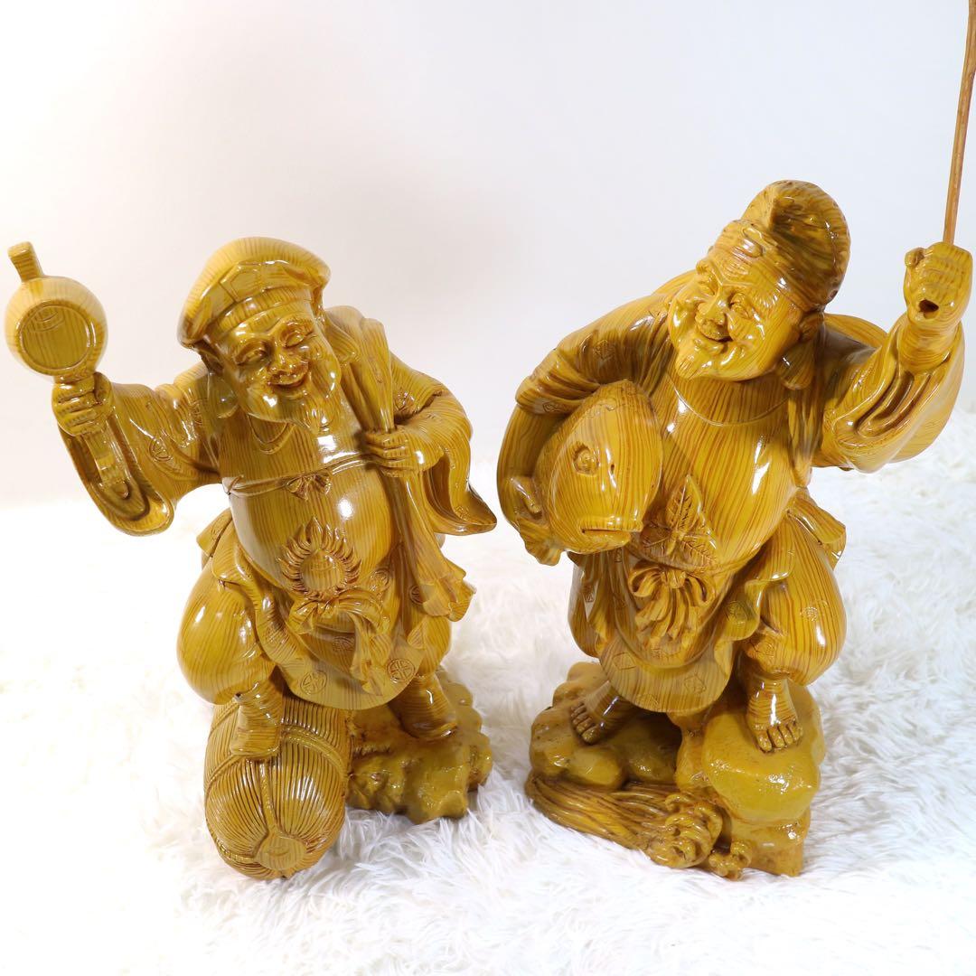 大黒天 恵比寿 二柱 二天像 仏像 置物 縁起物 七福神 風水 開運 金運 招財