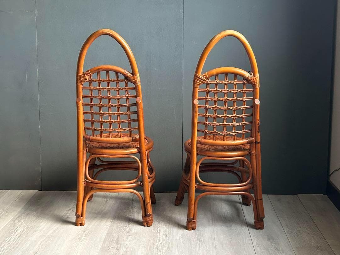 希少　ラタン　Rattan ハイバックチェア　バリ島　ヴィンテージ　2脚　IN