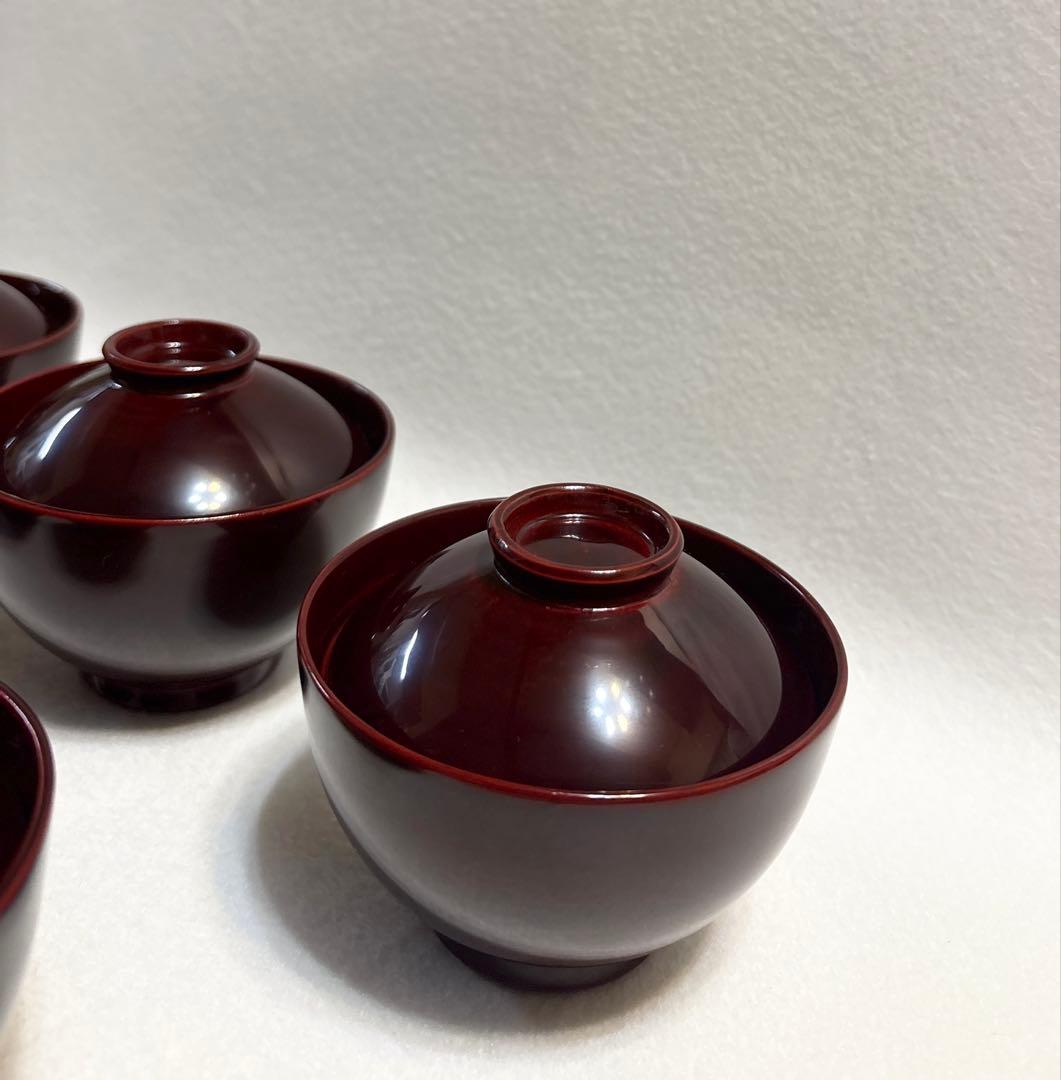 庫山窯 陶胎漆器 蓋付き煮物碗 五客 前畑陶器 和食器 懐石料理 絵変わり