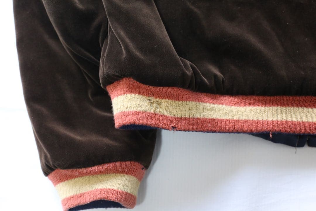 貴重 90s 東洋 別珍 茶 日本地図 龍 スカジャン 舞妓 M品番