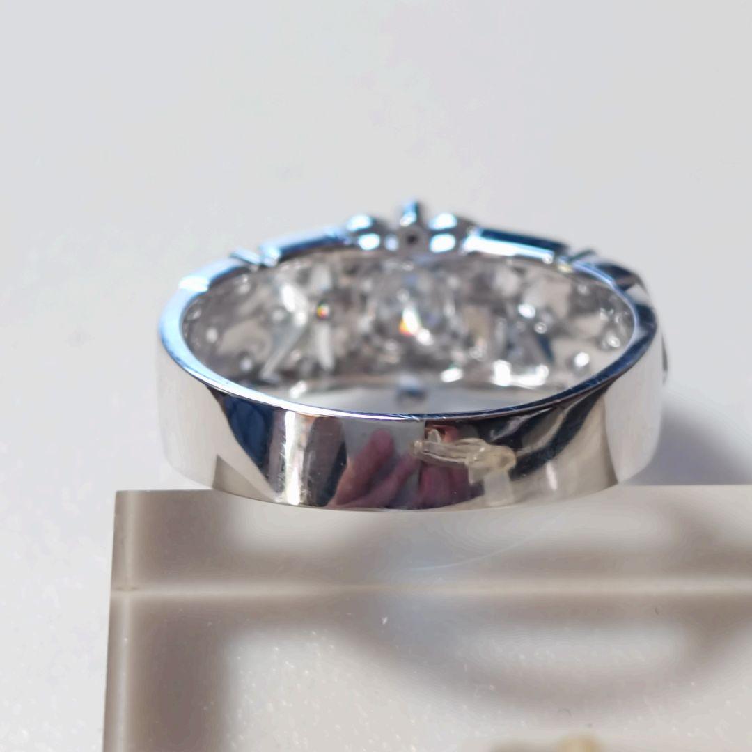 アンティーク風フラワーデザイン 天然ダイヤモンドリング Pt950