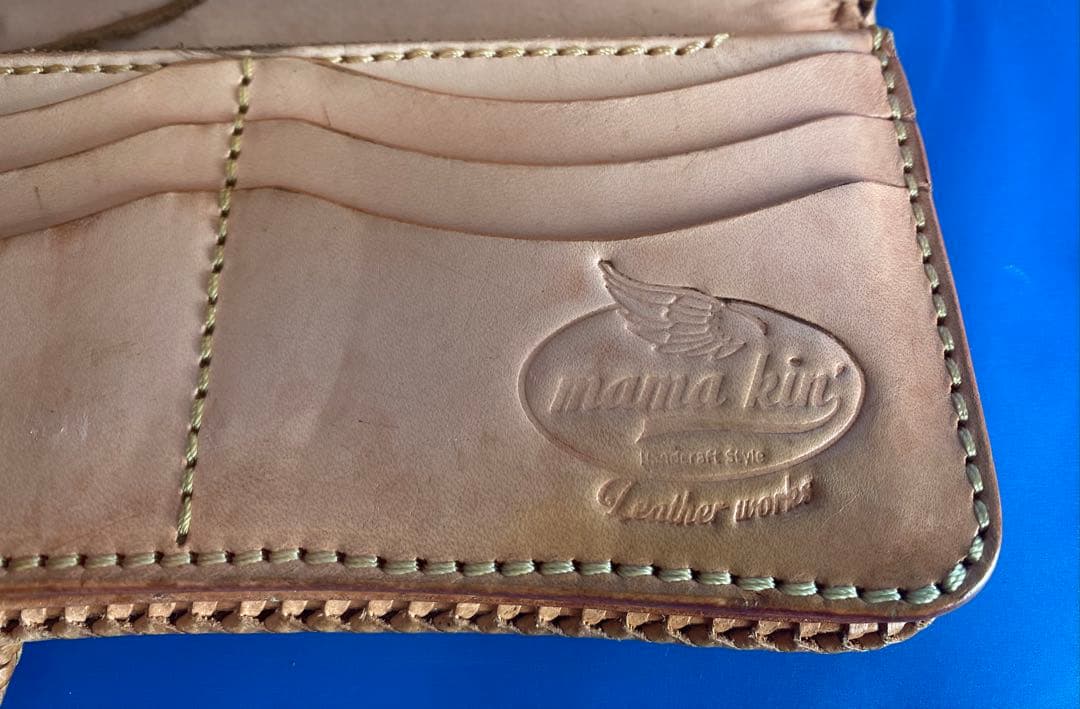 MAMAKIN'レザーウォレット(ヌメ革) ホルダー&ストラップ付き(2本付き)