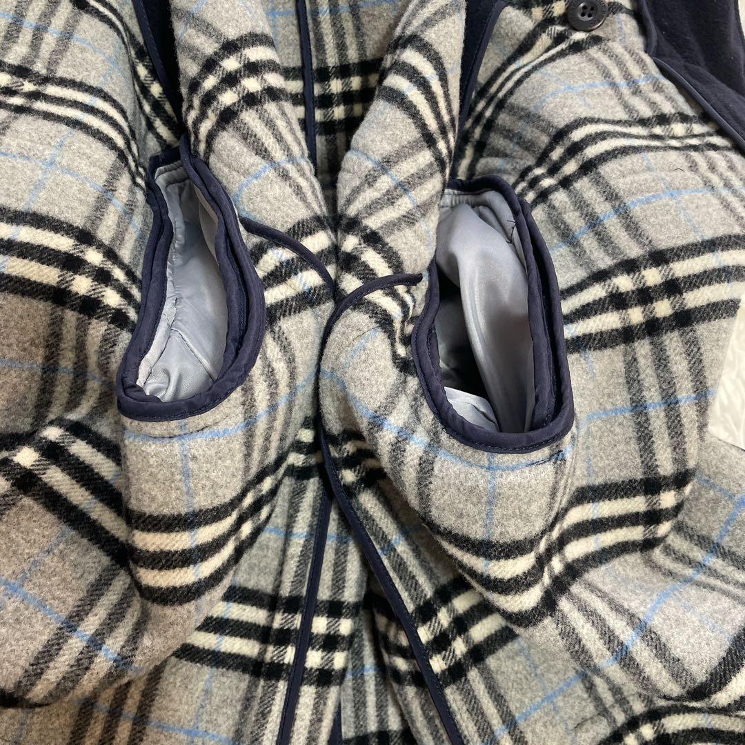 バーバリーロンドン ダッフルコート ネイビー ノバチェック XS相当　140cm