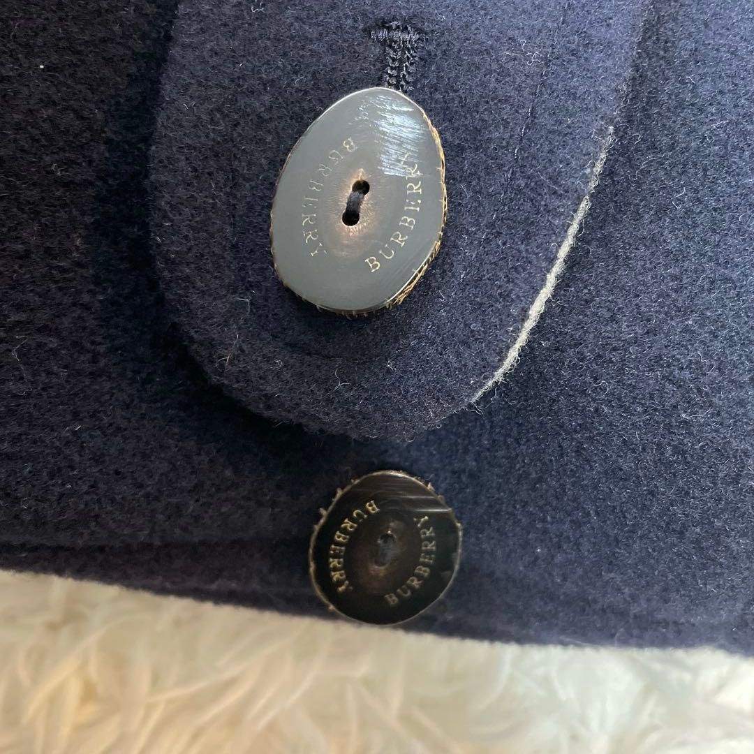 バーバリーロンドン ダッフルコート ネイビー ノバチェック XS相当　140cm