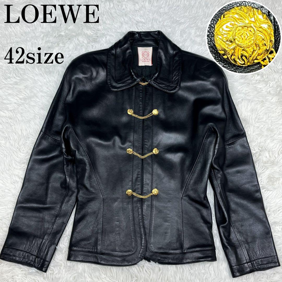 美品 超希少 ロエベ レザージャケット ナポレオンジャケット アナグラム金ボタン