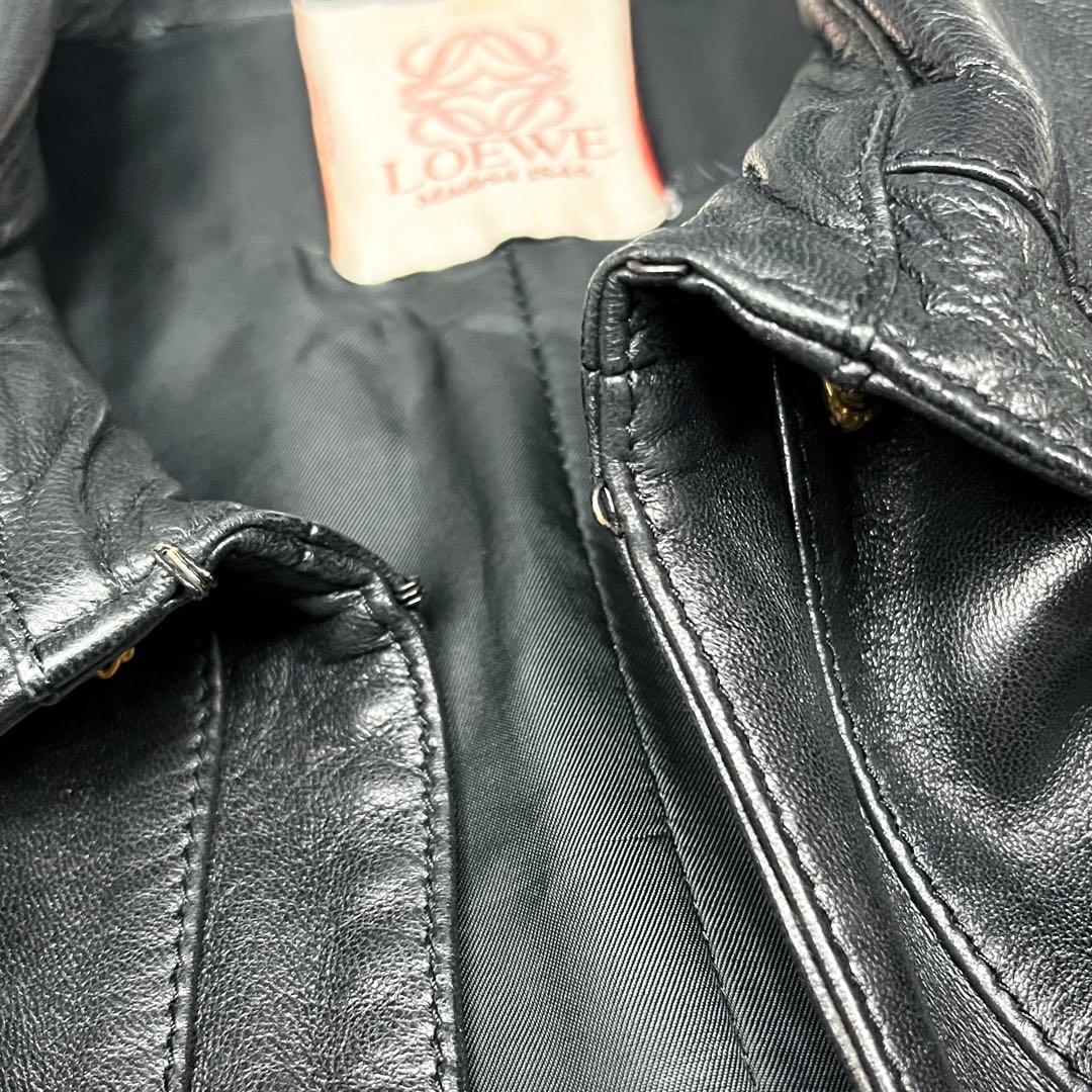 美品 超希少 ロエベ レザージャケット ナポレオンジャケット アナグラム金ボタン