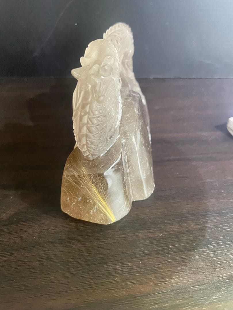 ルチル神龍の彫り物　天然石　鑑別書付き