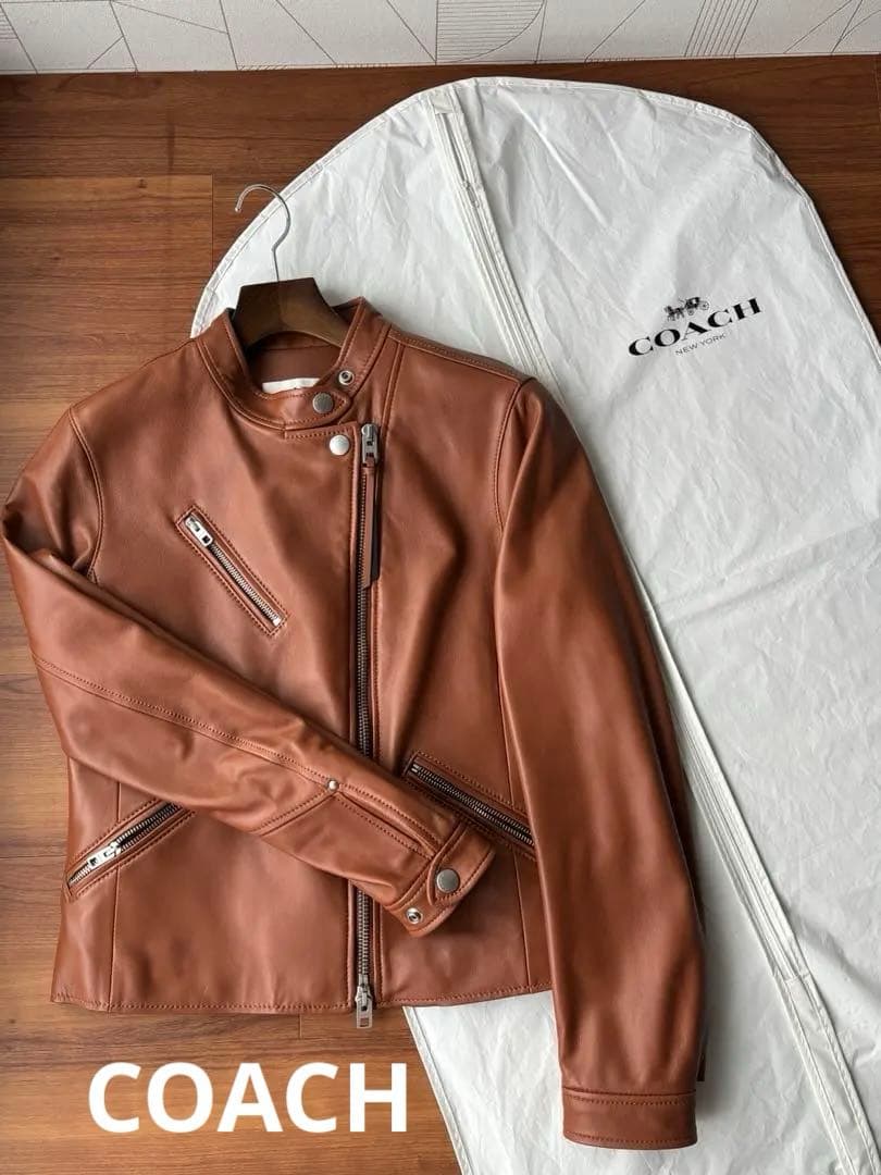 コーチ　COACH レザージャケット　ライダースジャケット　キャメル