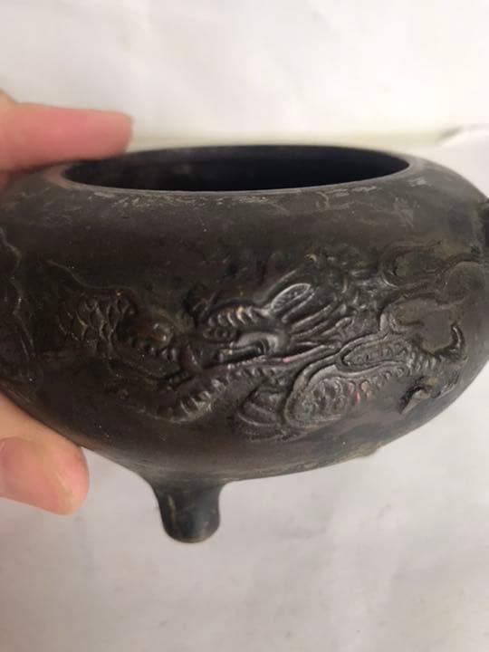 香爐，中囯清朝時代物古銅製，茶道具，書房置物，古美術品，高7cm重500克