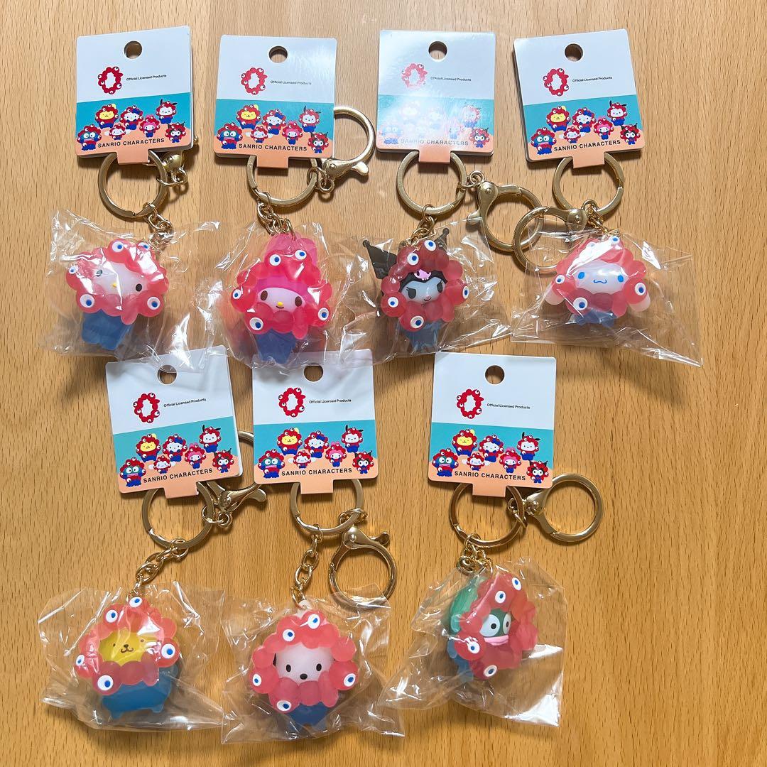 ミャクミャク サンリオ なりきり立体キーホルダークリア　コンプリート　７種セット