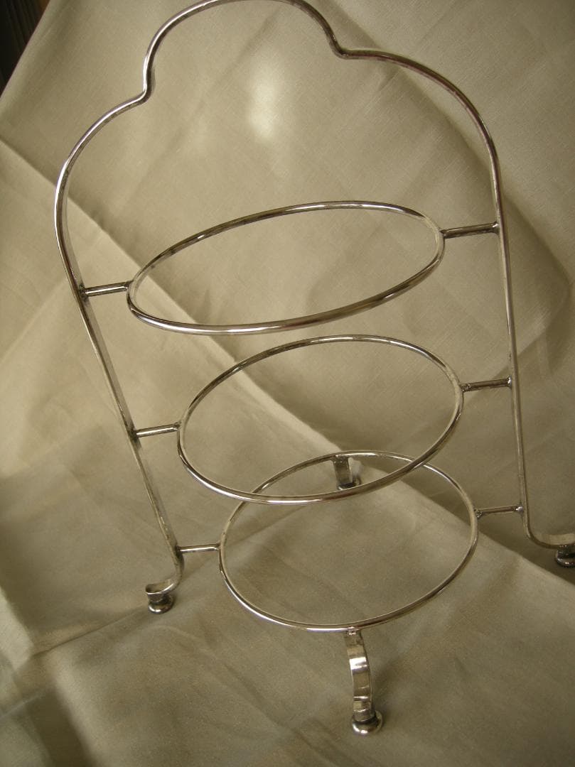 三宝産業（YUKIWA）　ハイティー用ケーキスタンド三段（小）　シルバープレート