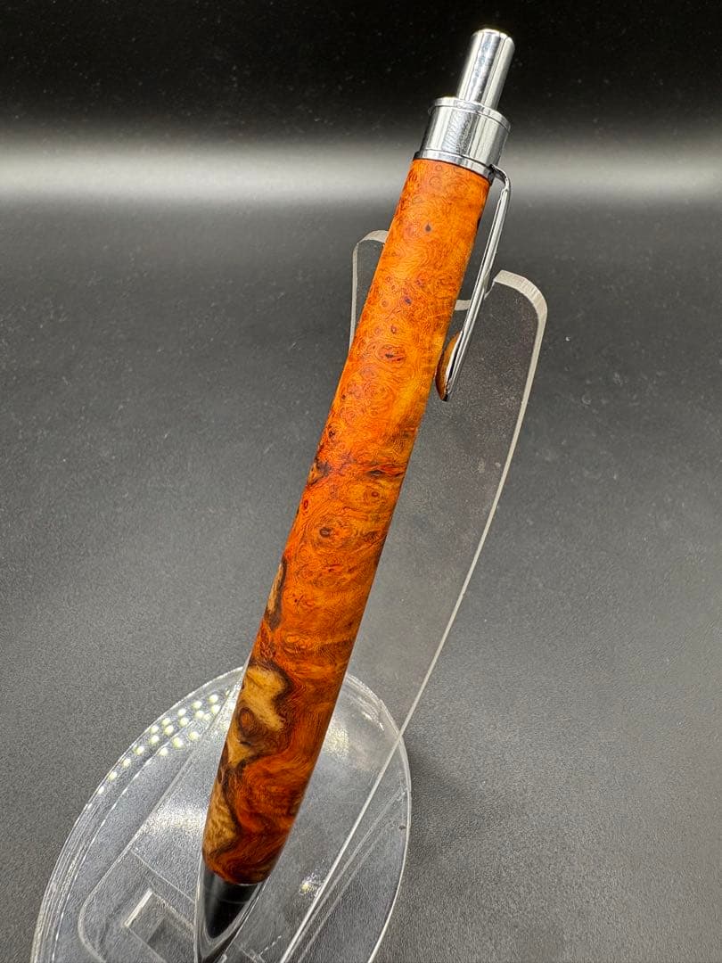 528特上　本花梨　紅白　瘤杢　木軸シャーペン　ボールペン