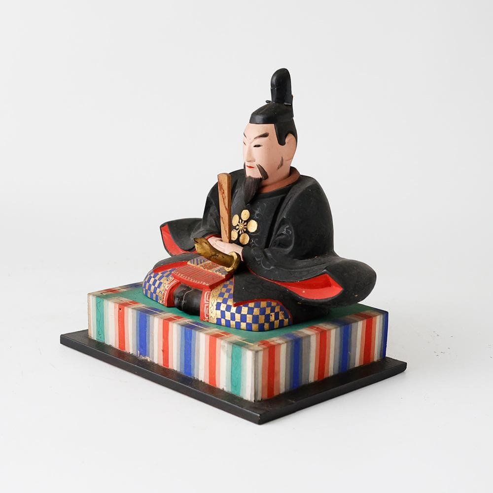 時代年代物 木彫 彩色 玉眼 天神像 天神様 菅原道真公 学問 書道誠実の神共箱