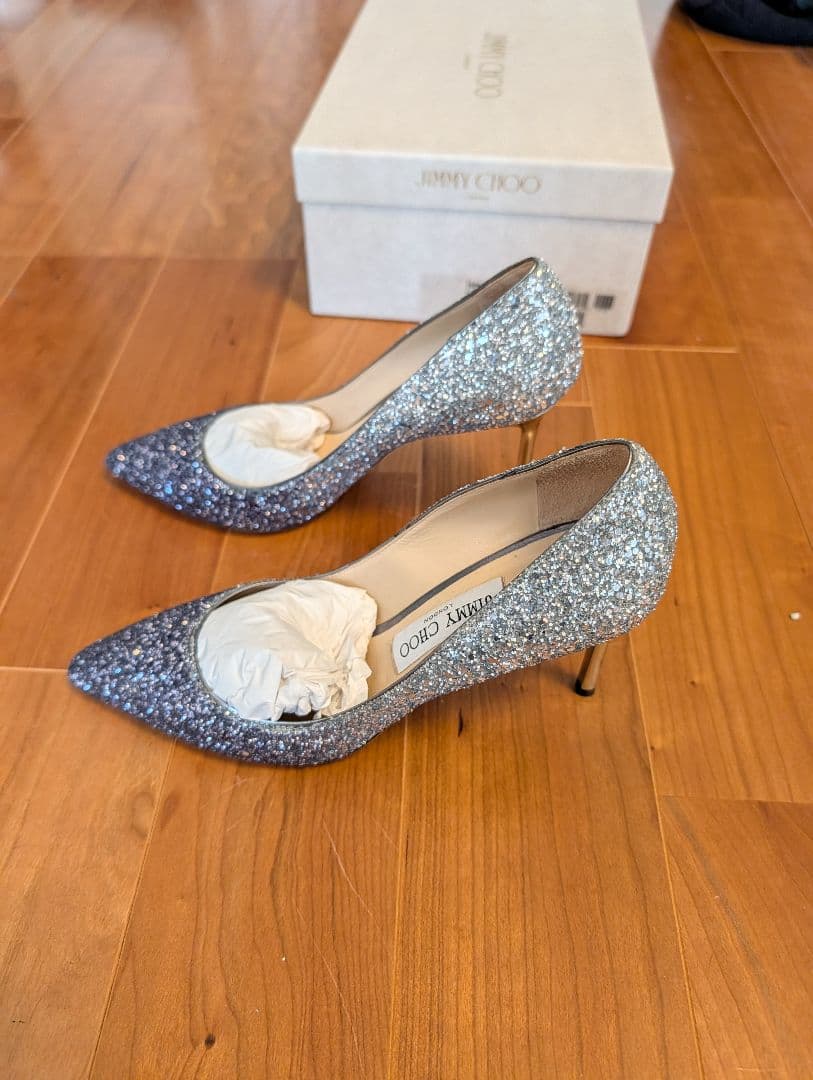 JIMMY CHOO ネイビー・シルバー ROMY85