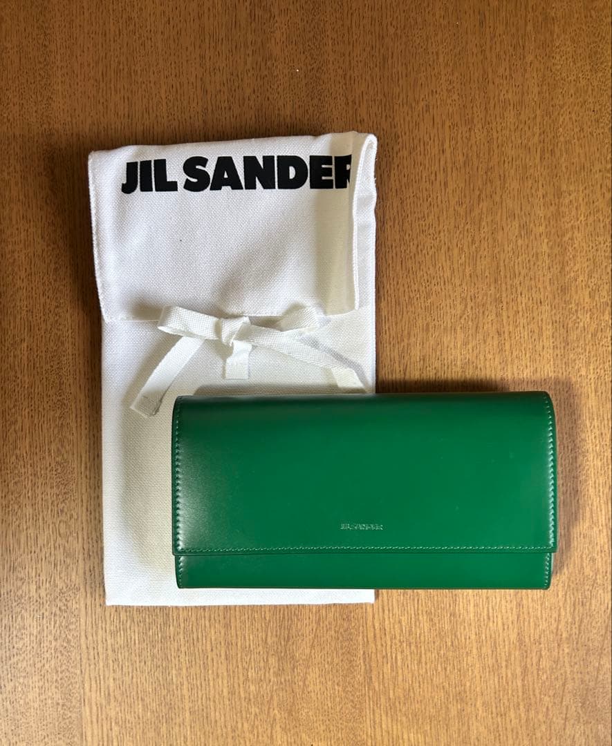 JIL SANDER グリーン 二つ折り財布 専用袋付き