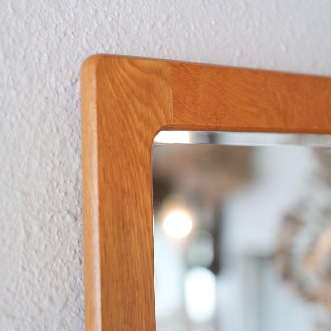 【ヴィンテージ】木製フレーム ウォールミラー（hikari製）面取り鏡面