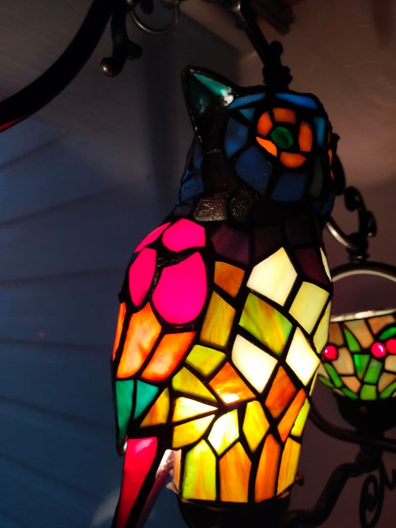 ステンドグラスランプ（フクロウ幸運）