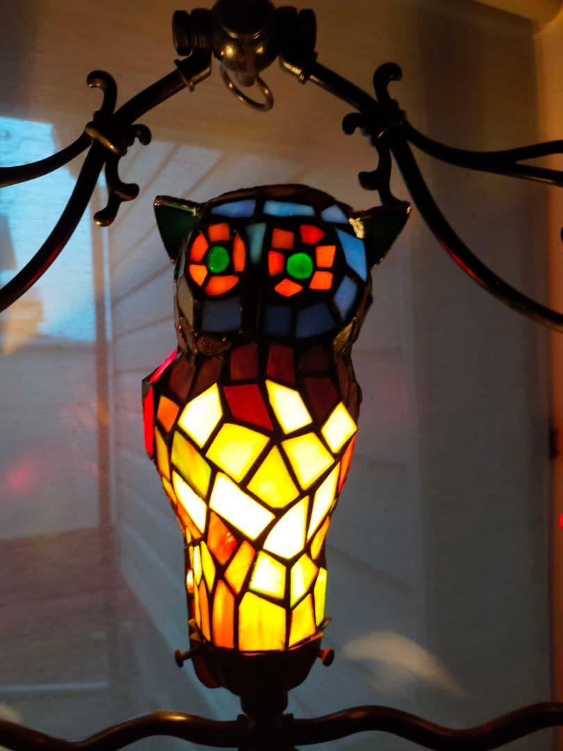 ステンドグラスランプ（フクロウ幸運）