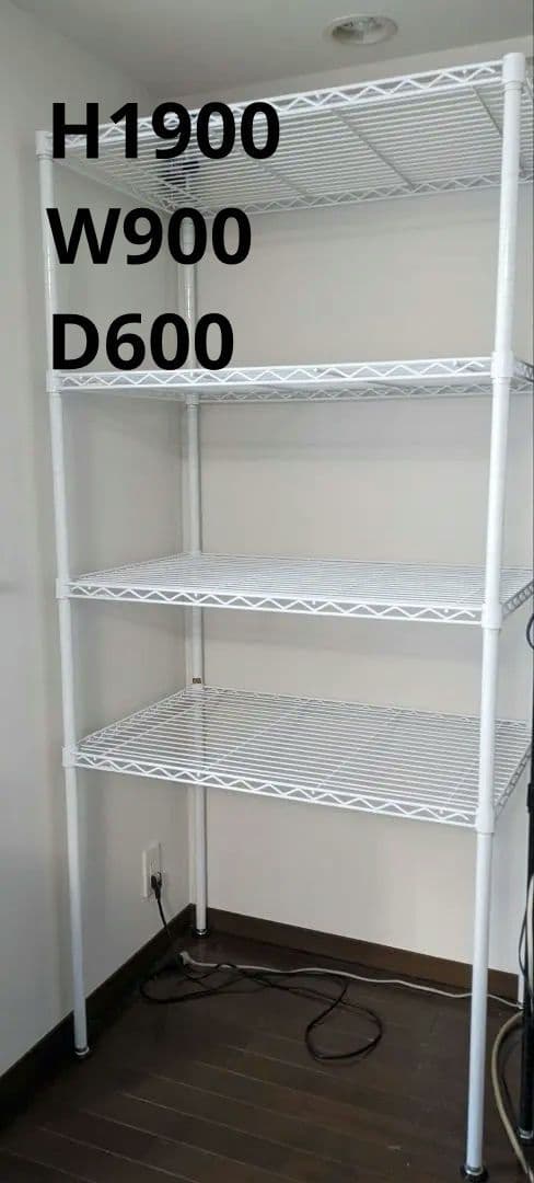 ☆セット購入①エレクターワイヤーシェルフ4枚☆廃盤白☆1900×900×600