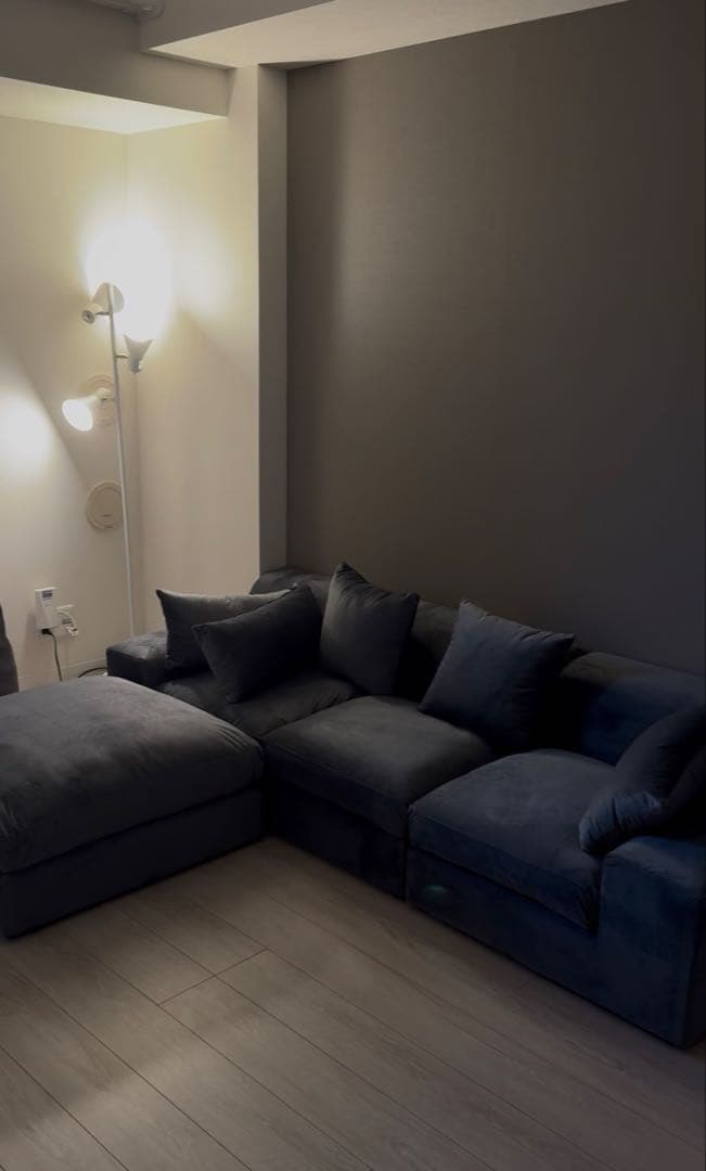 送料込 美品 LOWYA ダークグレー コーナーソファ モダン