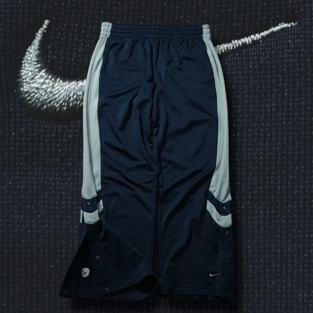 00s NIKE バギートラックパンツ 極太 サイドスナップ 刺繍ロゴ y2k