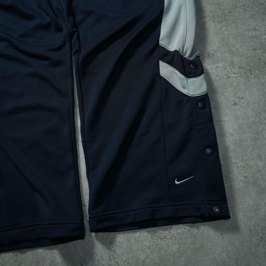 00s NIKE バギートラックパンツ 極太 サイドスナップ 刺繍ロゴ y2k