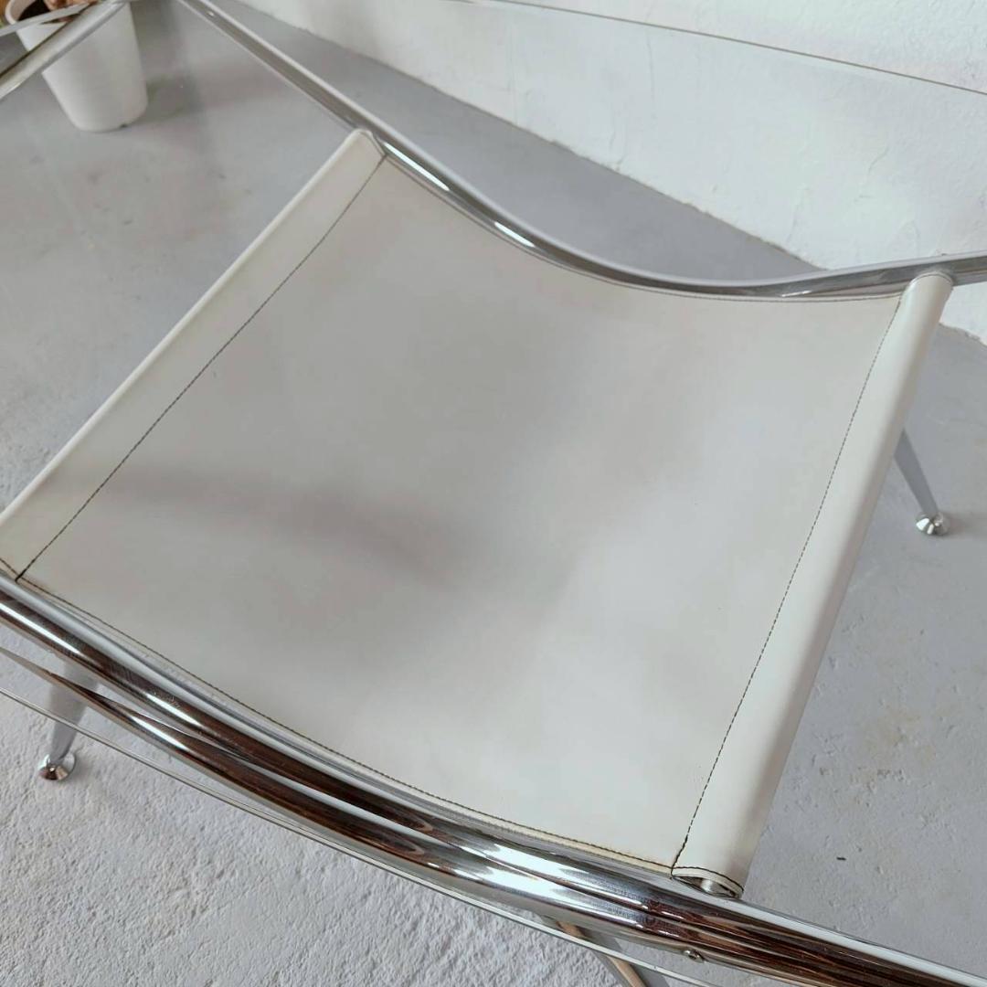ミッドセンチュリー ガラステーブル アイボリー センターテーブル 白