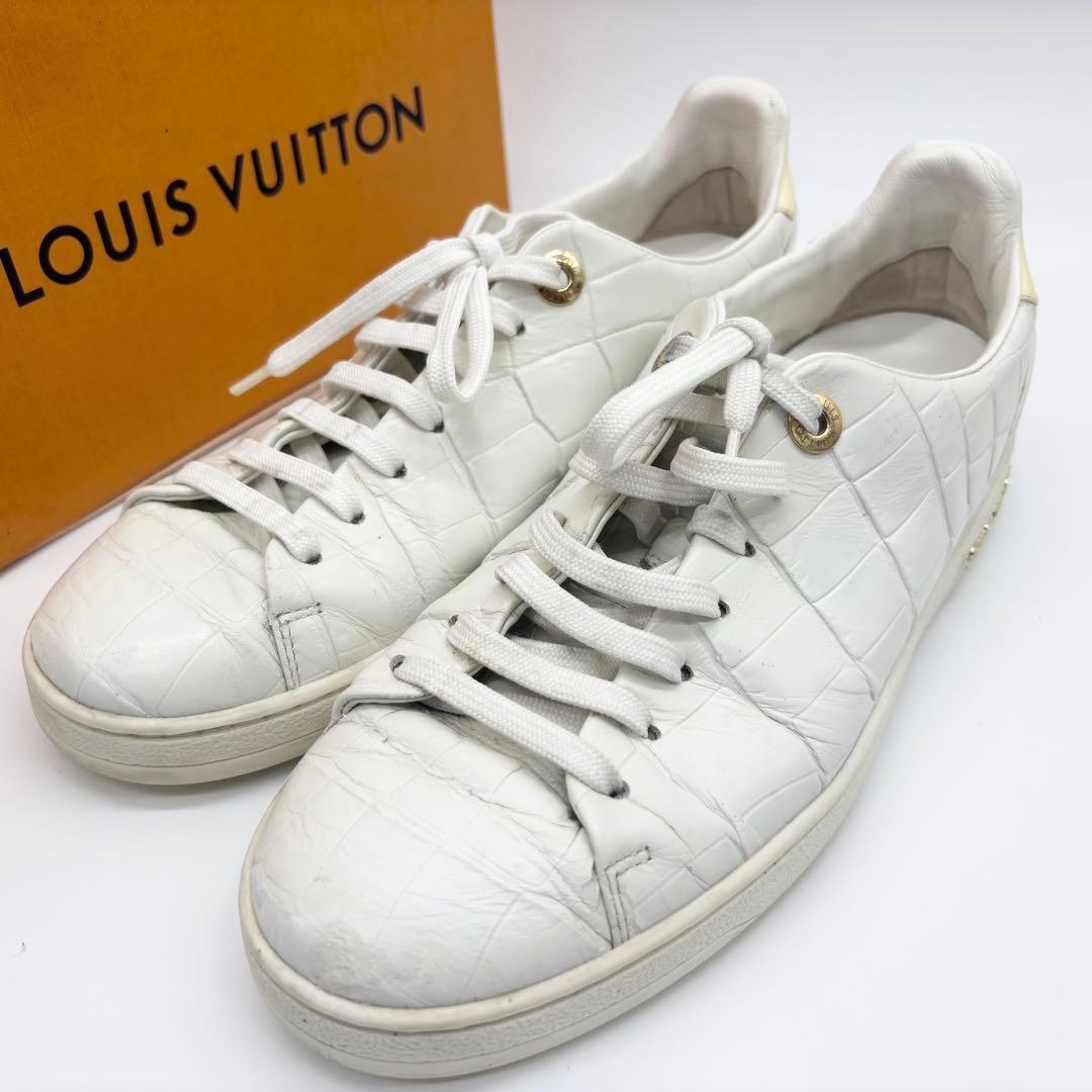 ✨美品✨ルイヴィトン レザースニーカー クロコ型押し ホワイト　24cm