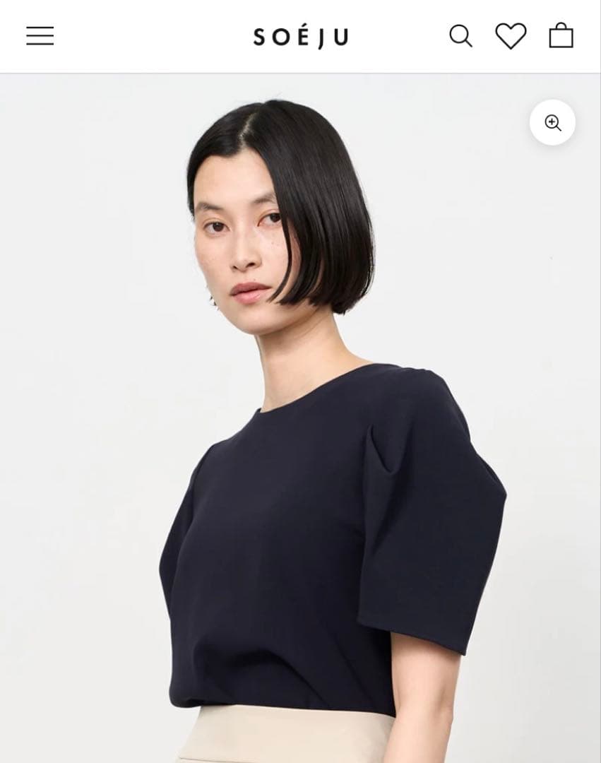 SOEJU【未使用】 肩タックブラウス NAVY / S