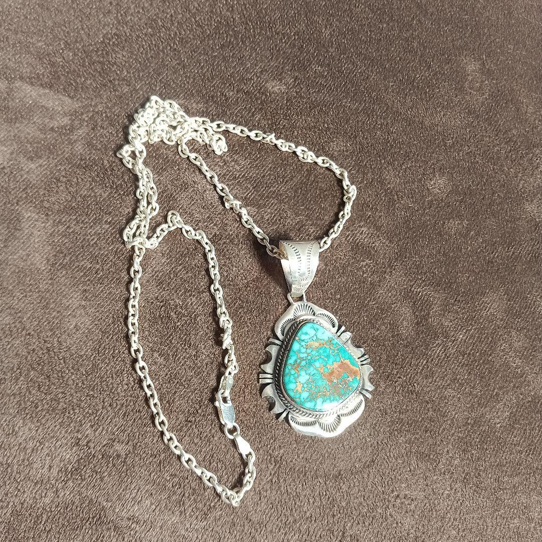 ターコイズペンダントネックレスシルバー925