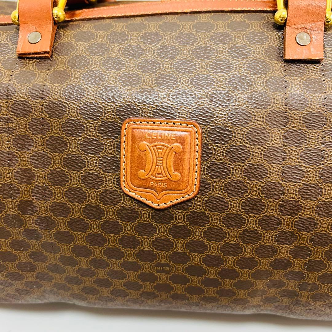 CELINE セリーヌ マカダム柄 PVC ボストンバッグ トラベルバッグ 茶色