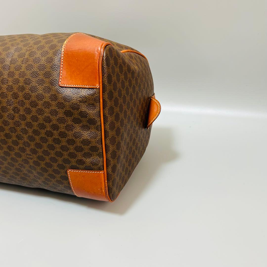 CELINE セリーヌ マカダム柄 PVC ボストンバッグ トラベルバッグ 茶色
