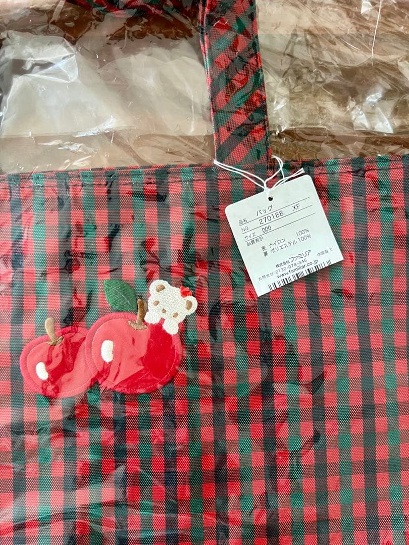 【完売品】 ファミリア トートバッグ 赤 チェック 軽量 A4サイズ 太マチあり