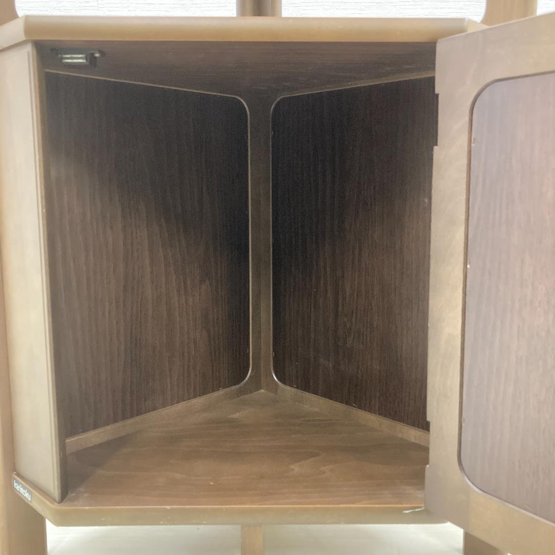 【カリモク】コーナーキャビネット　ラック　棚　収納　木製