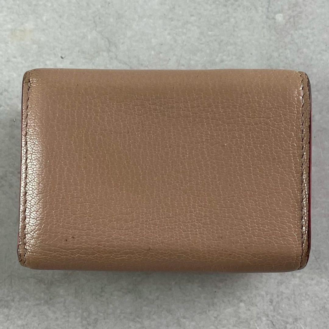 【美品】ミュウミュウ 三つ折り ラブレター マドラス ハート ピンク レザー