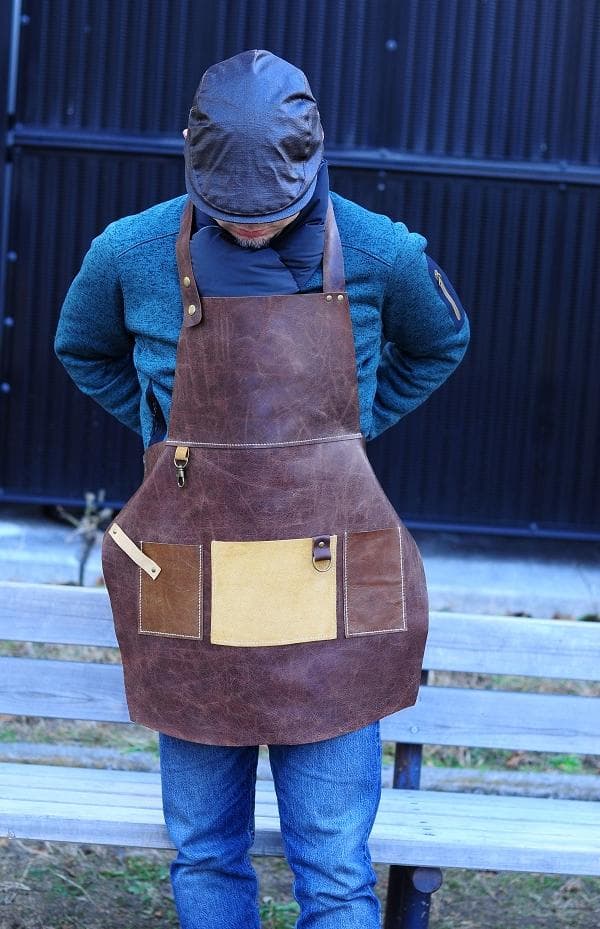 本革　エプロン 工房作業、DIY、ガーデニング、カフェ・革作業・木工