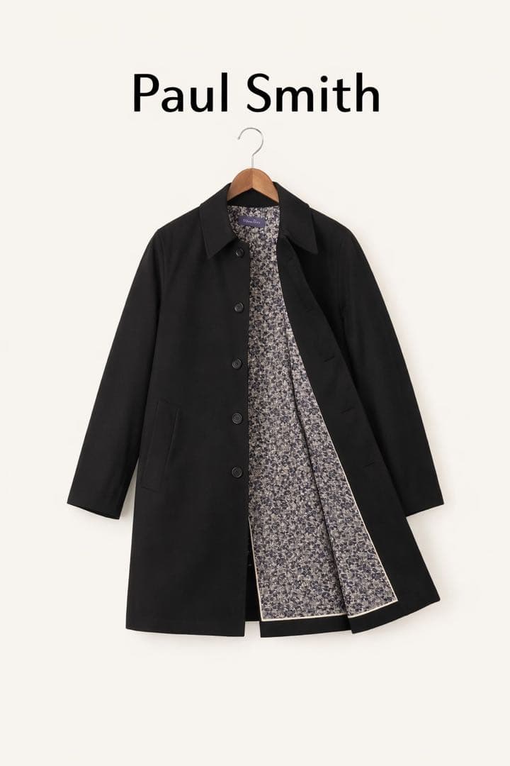 Paul Smith COLLECTION花柄裏地 ステンカラーコートブラックM