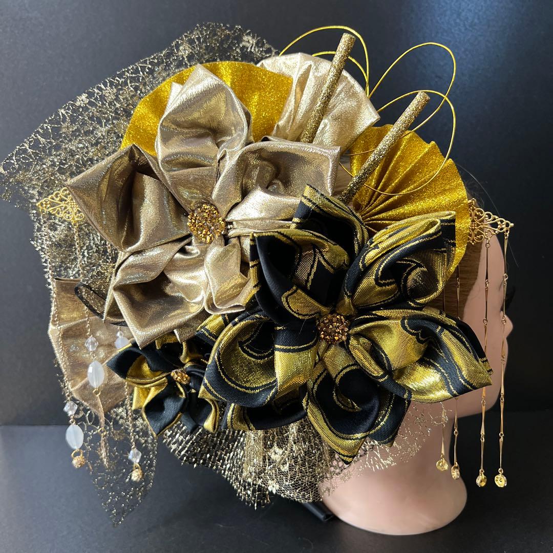 髪飾り・かんざし・成人式・結婚式・つまみ細工・豪華・超ド派手・振袖・花魁